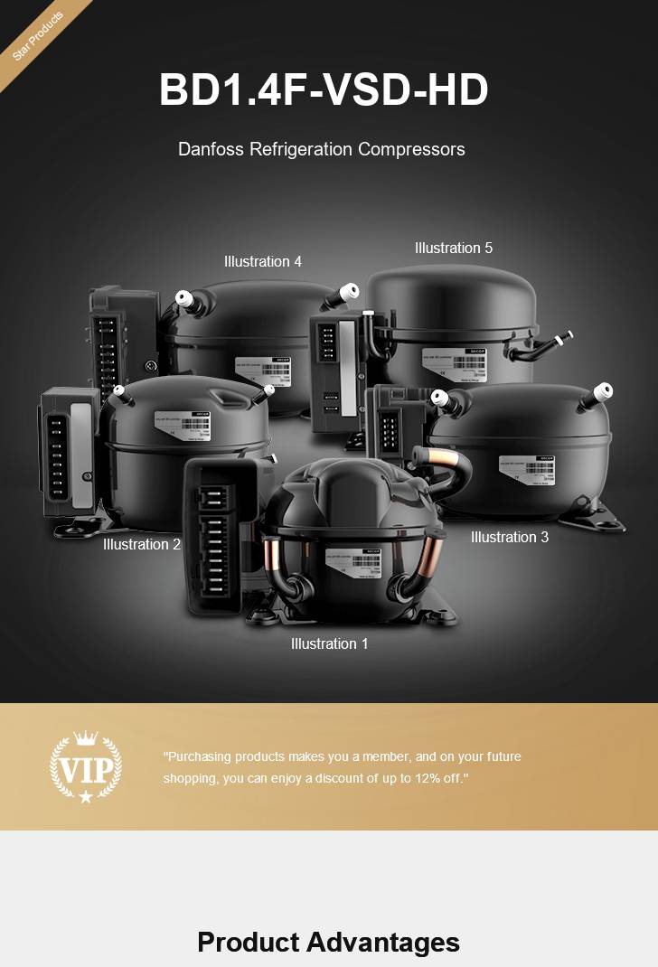 Danfoss Compressor BD1.4F-VSD-HD, technical parameters pdf, structure diagram
